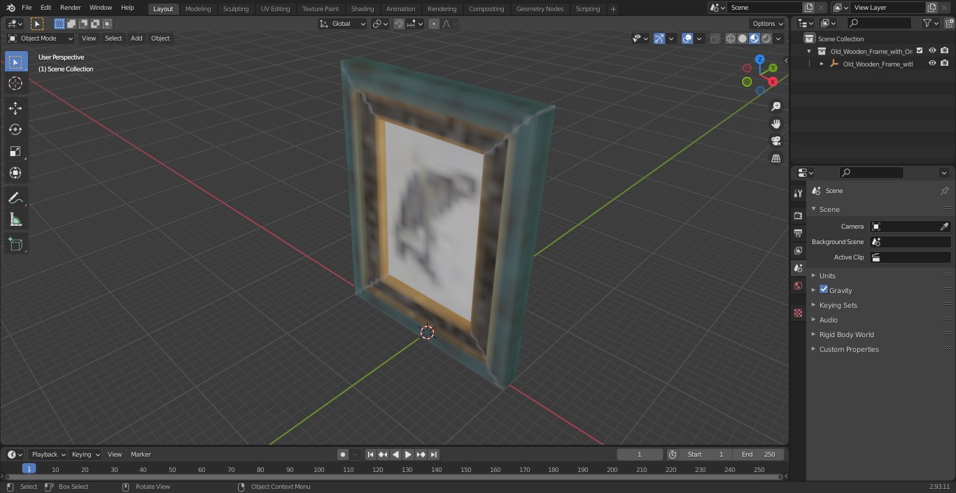 3D model Old Wooden Frame with Ornament