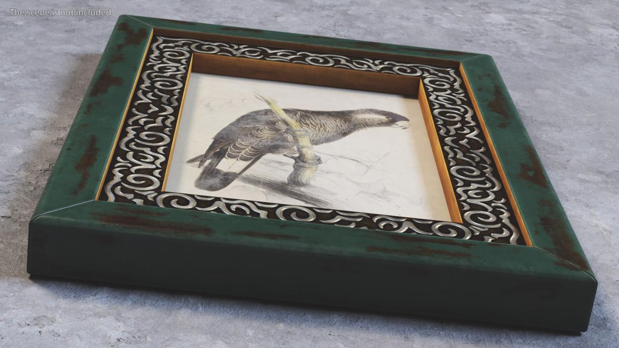 3D model Old Wooden Frame with Ornament