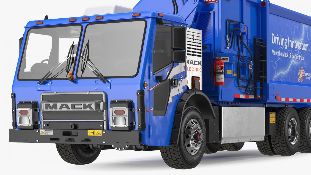 Electric Mack LR Refuse Blue Simple Interior 3D model