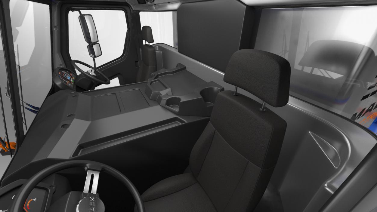 Electric Mack LR Refuse Blue Simple Interior 3D model