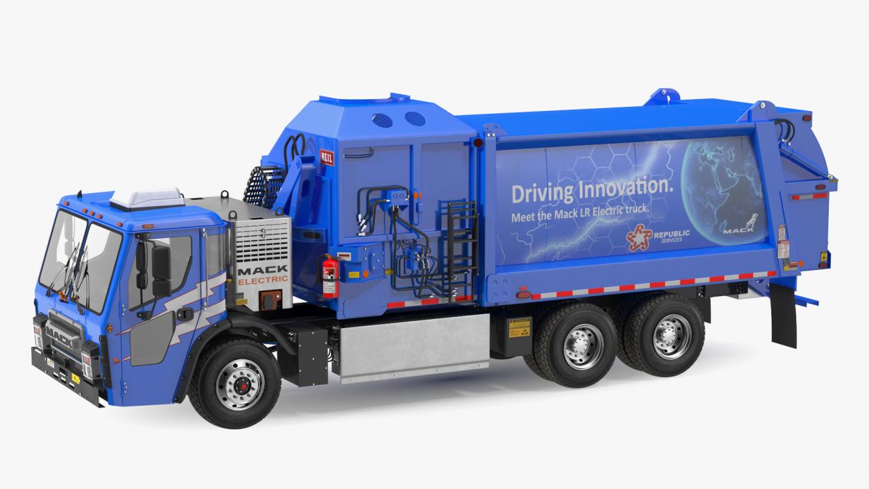 Electric Mack LR Refuse Blue Simple Interior 3D model