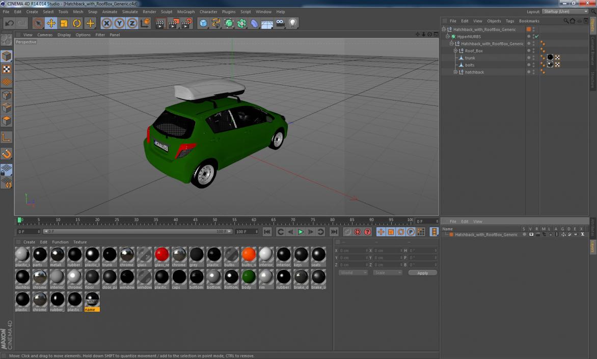 3D model Hatchback with RoofBox Generic