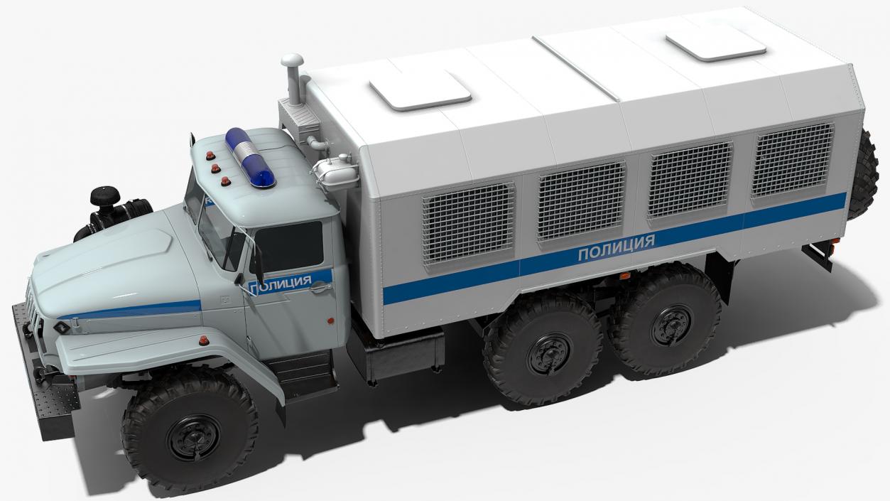 3D URAL 4320 Police Truck Simple Interior model