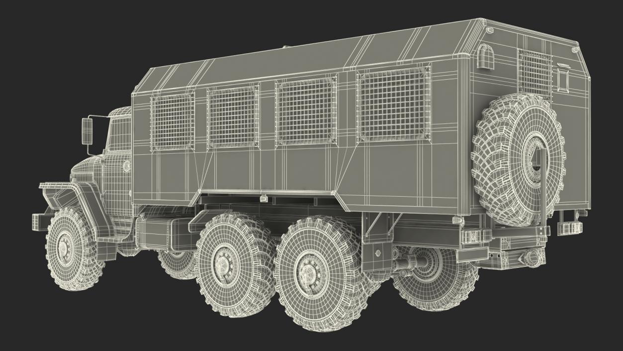 3D URAL 4320 Police Truck Simple Interior model