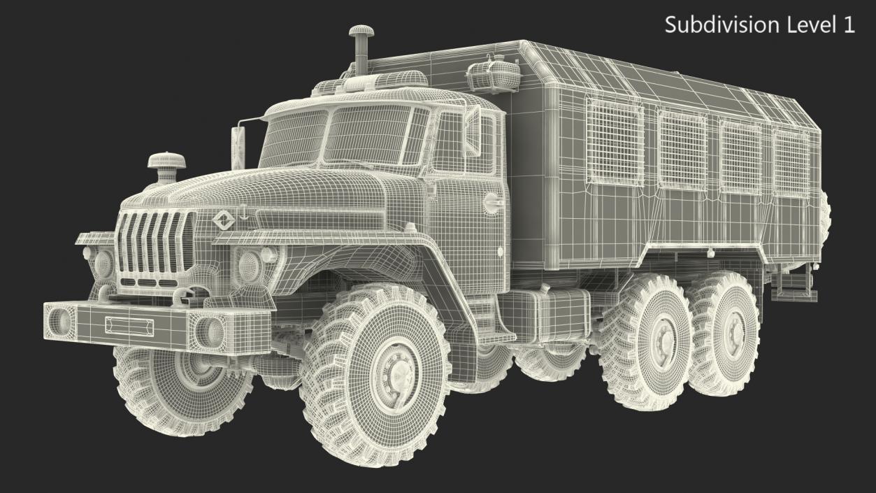 3D URAL 4320 Police Truck Simple Interior model