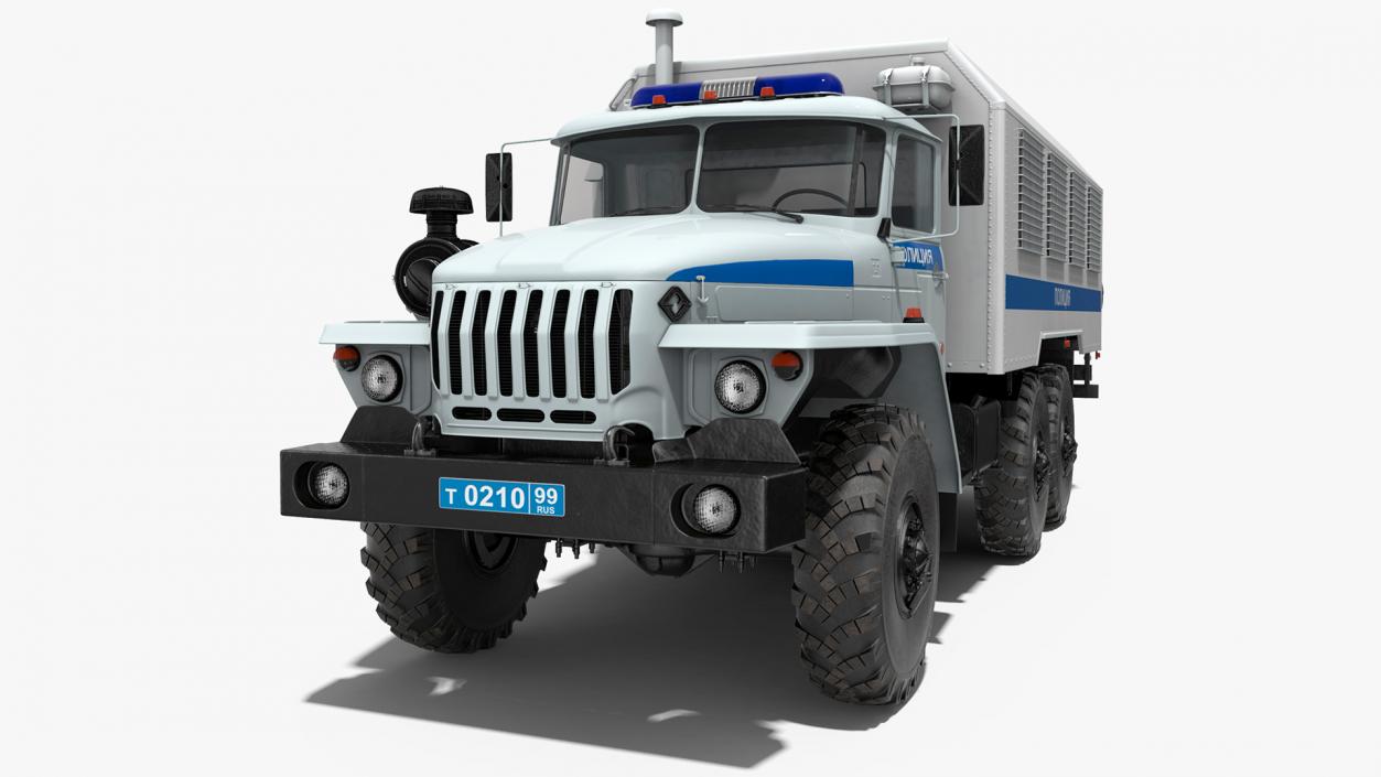 3D URAL 4320 Police Truck Simple Interior model