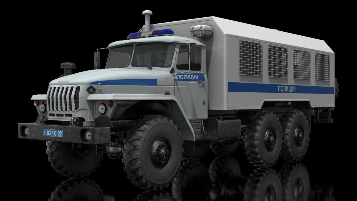 3D URAL 4320 Police Truck Simple Interior model