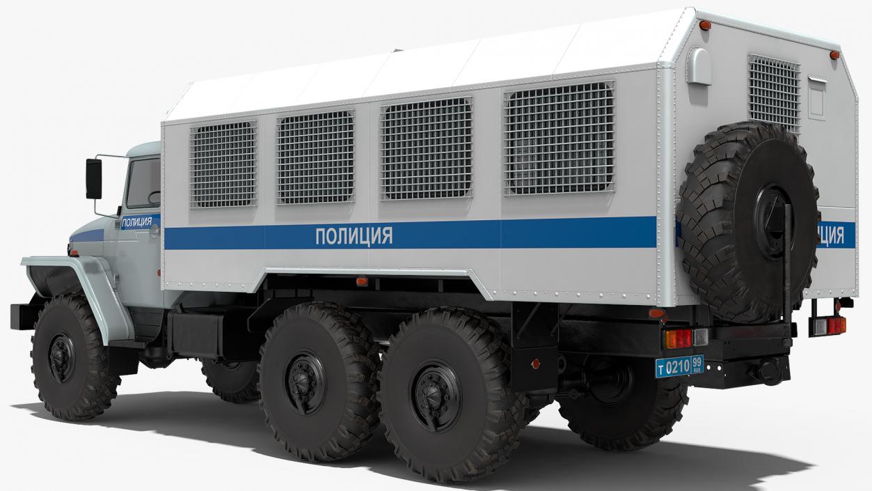 3D URAL 4320 Police Truck Simple Interior model