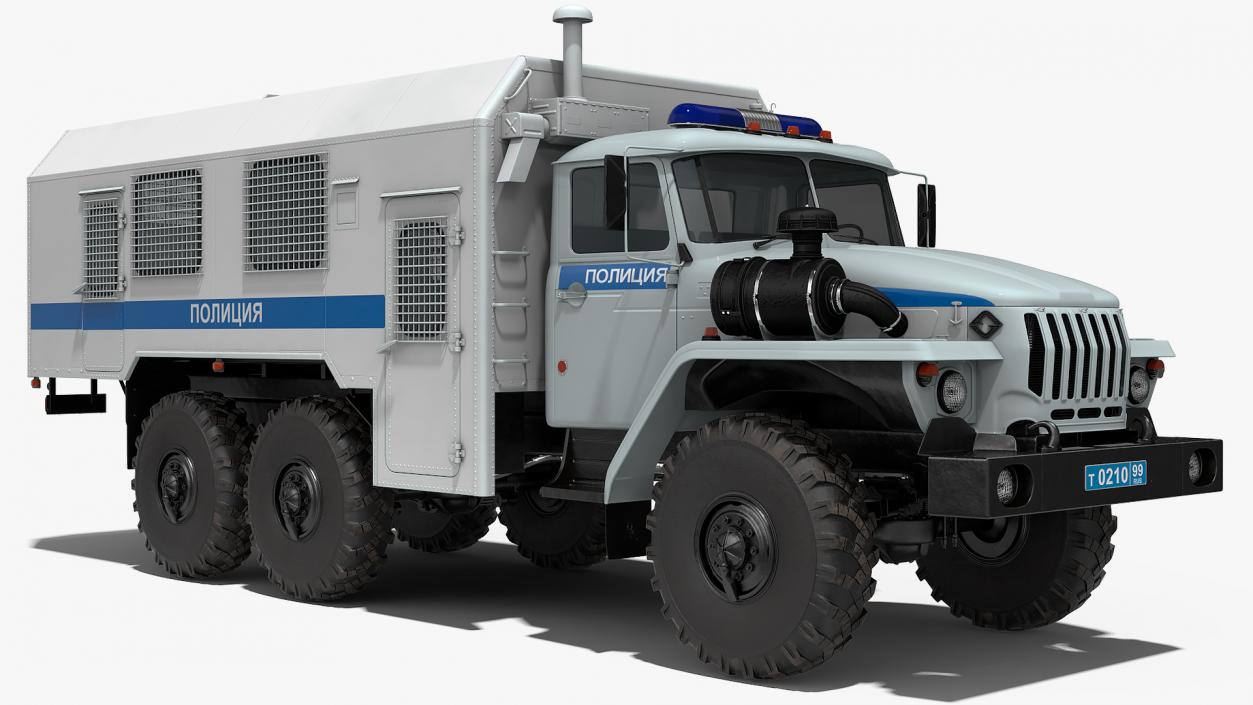 3D URAL 4320 Police Truck Simple Interior model