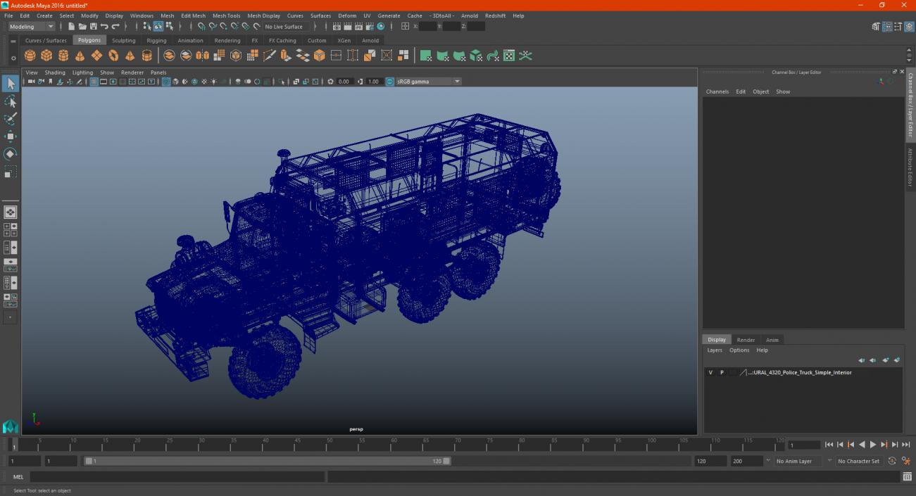 3D URAL 4320 Police Truck Simple Interior model