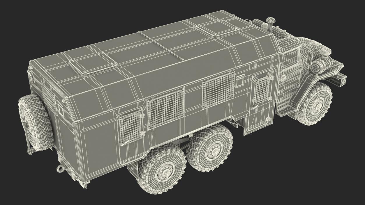 3D URAL 4320 Police Truck Simple Interior model