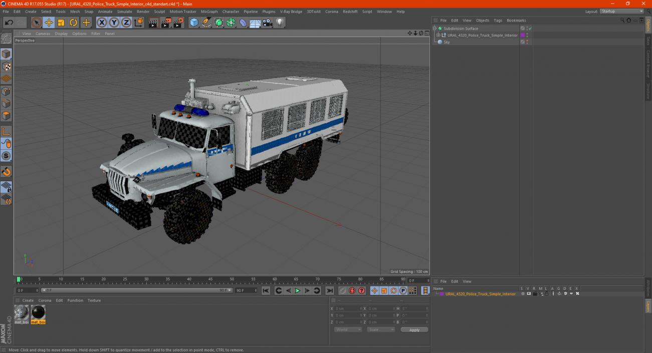 3D URAL 4320 Police Truck Simple Interior model