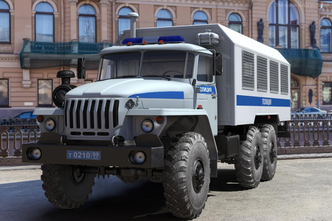 3D URAL 4320 Police Truck Simple Interior model