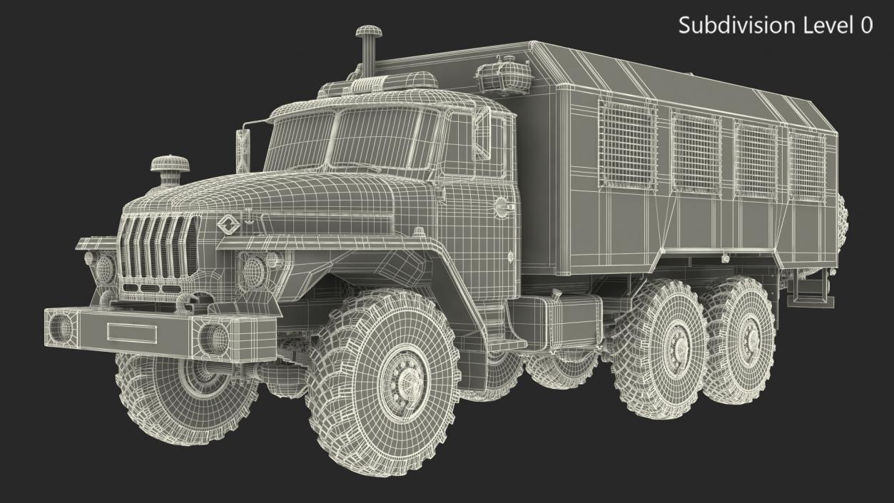 3D URAL 4320 Police Truck Simple Interior model