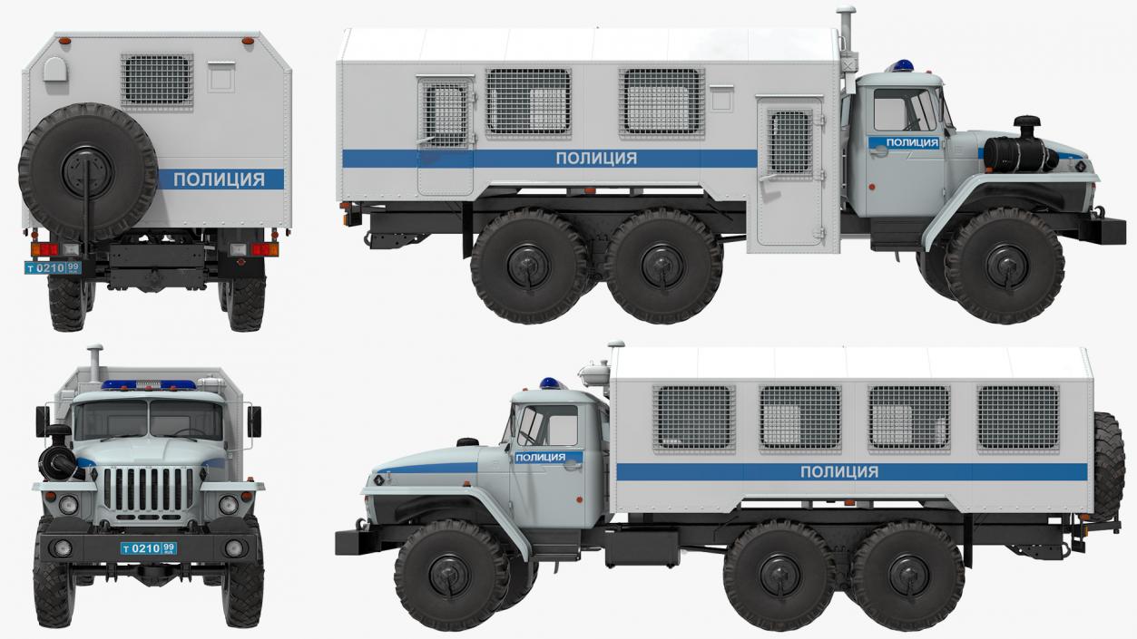 3D URAL 4320 Police Truck Simple Interior model