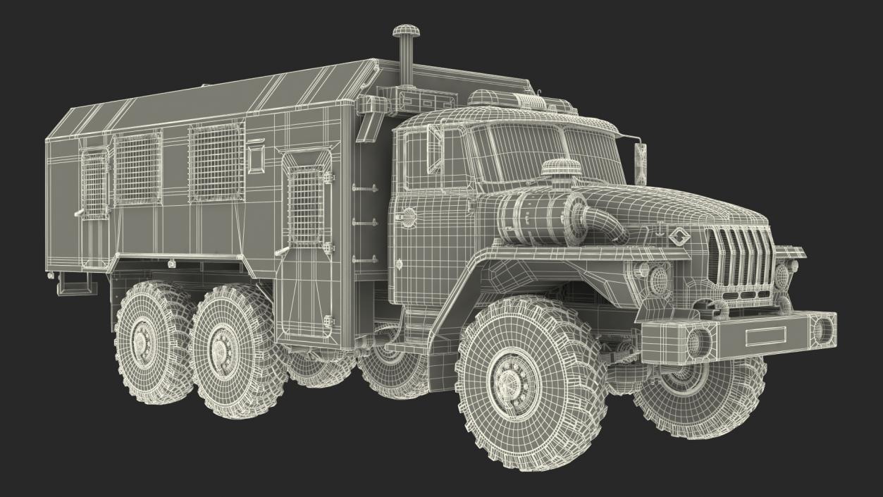 3D URAL 4320 Police Truck Simple Interior model