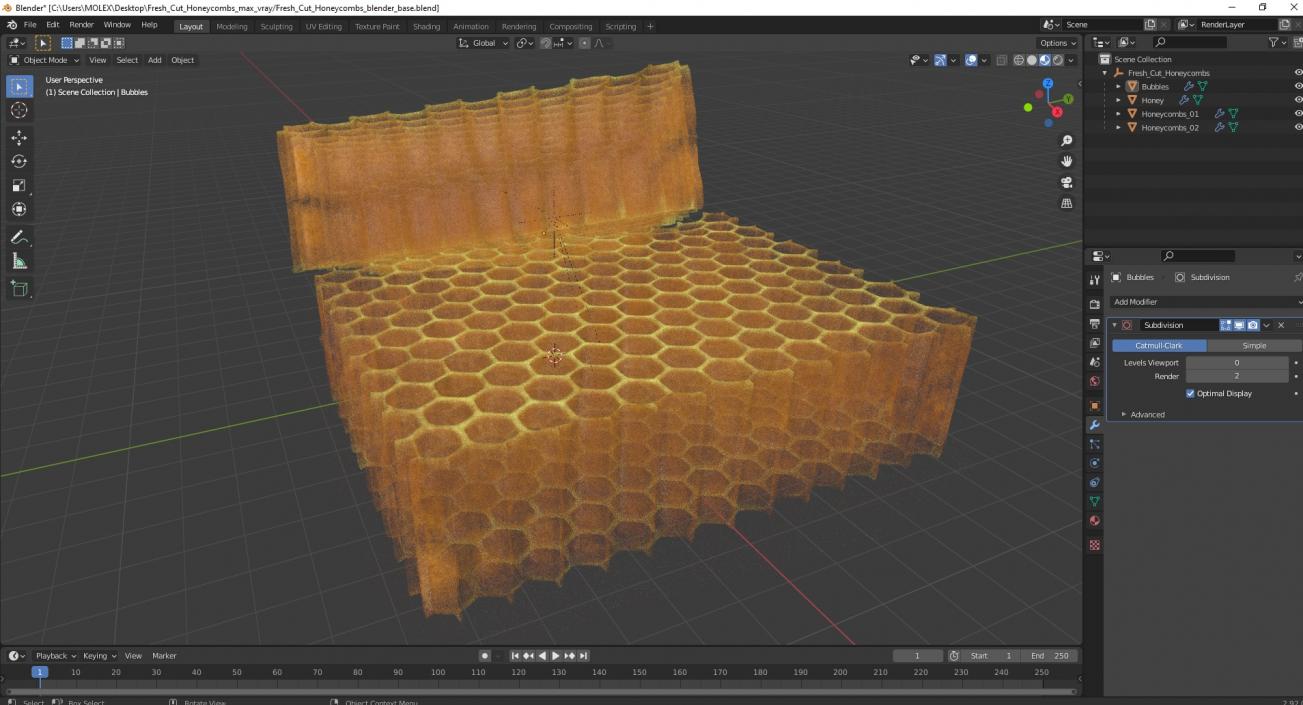 3D model Fresh Cut Honeycombs