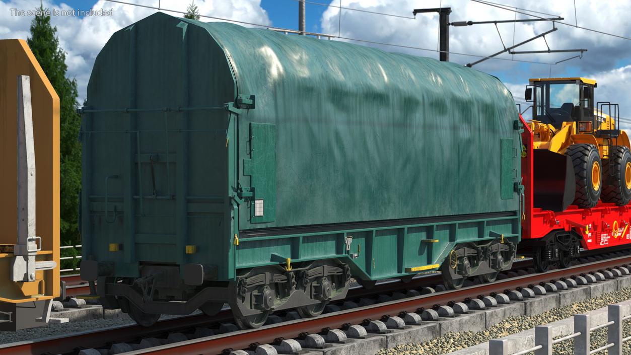 3D Tarpaulin Freight Wagon Closed Dirty