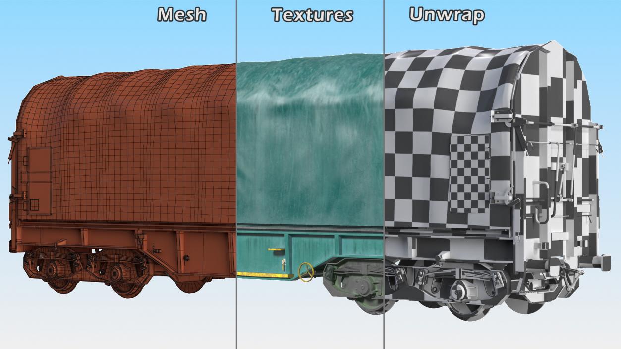 3D Tarpaulin Freight Wagon Closed Dirty