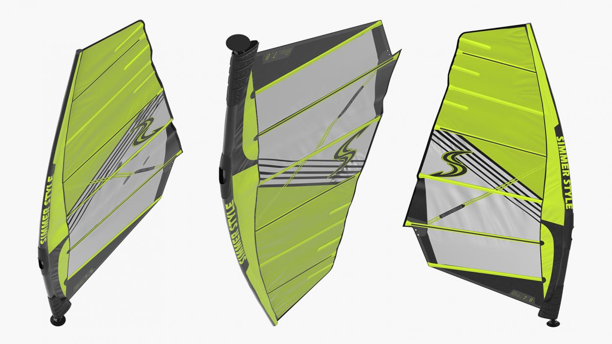 Windsurf Mast and Sail 3D