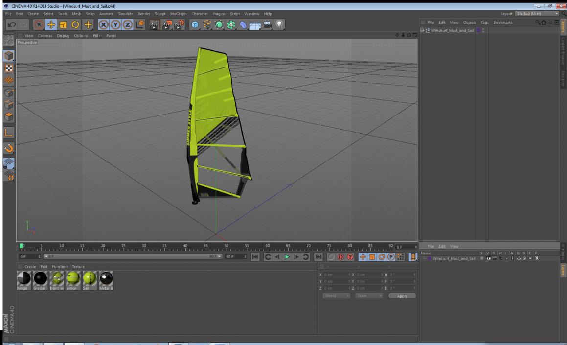 Windsurf Mast and Sail 3D