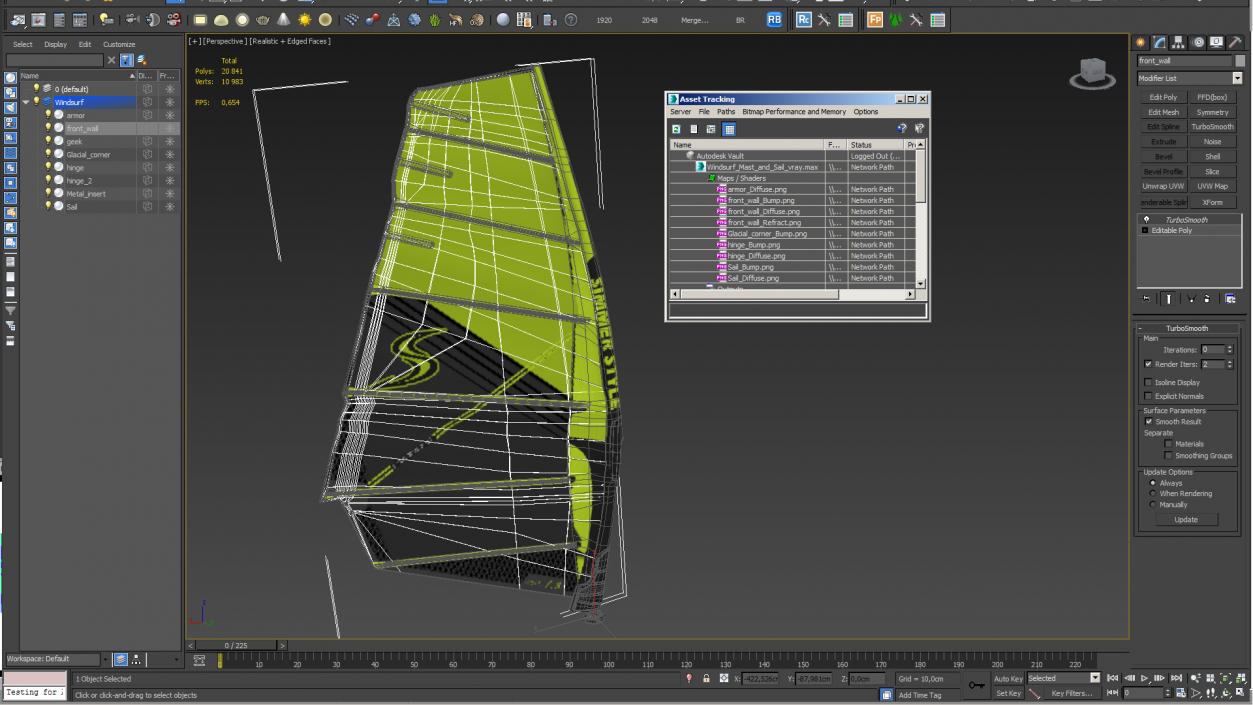 Windsurf Mast and Sail 3D