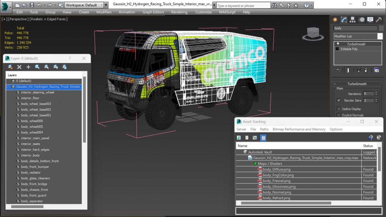 3D Gaussin H2 Hydrogen Racing Truck Simple Interior model