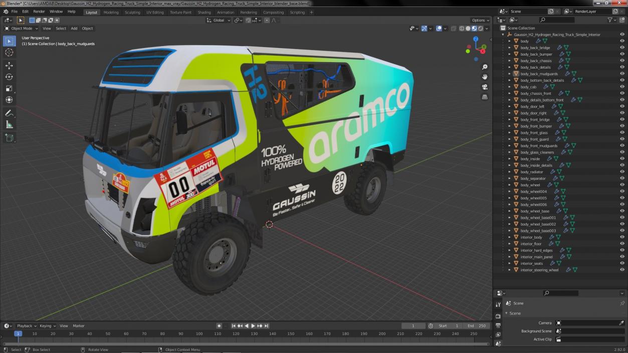 3D Gaussin H2 Hydrogen Racing Truck Simple Interior model