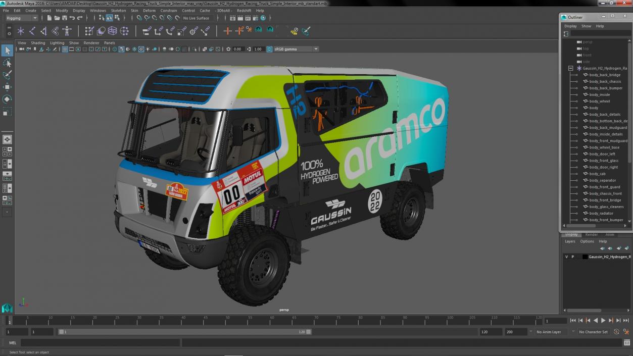 3D Gaussin H2 Hydrogen Racing Truck Simple Interior model