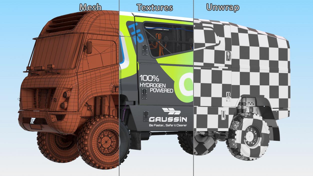 3D Gaussin H2 Hydrogen Racing Truck Simple Interior model