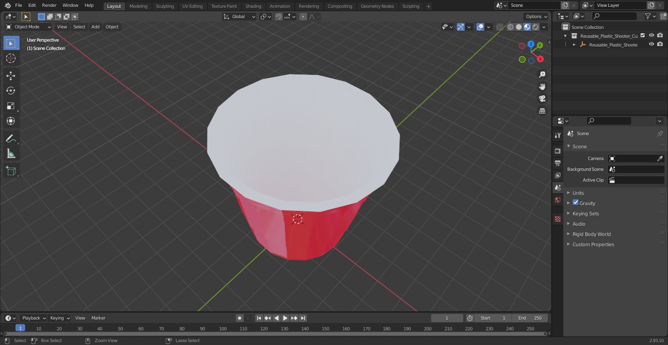 3D Reusable Plastic Shooter Cup model