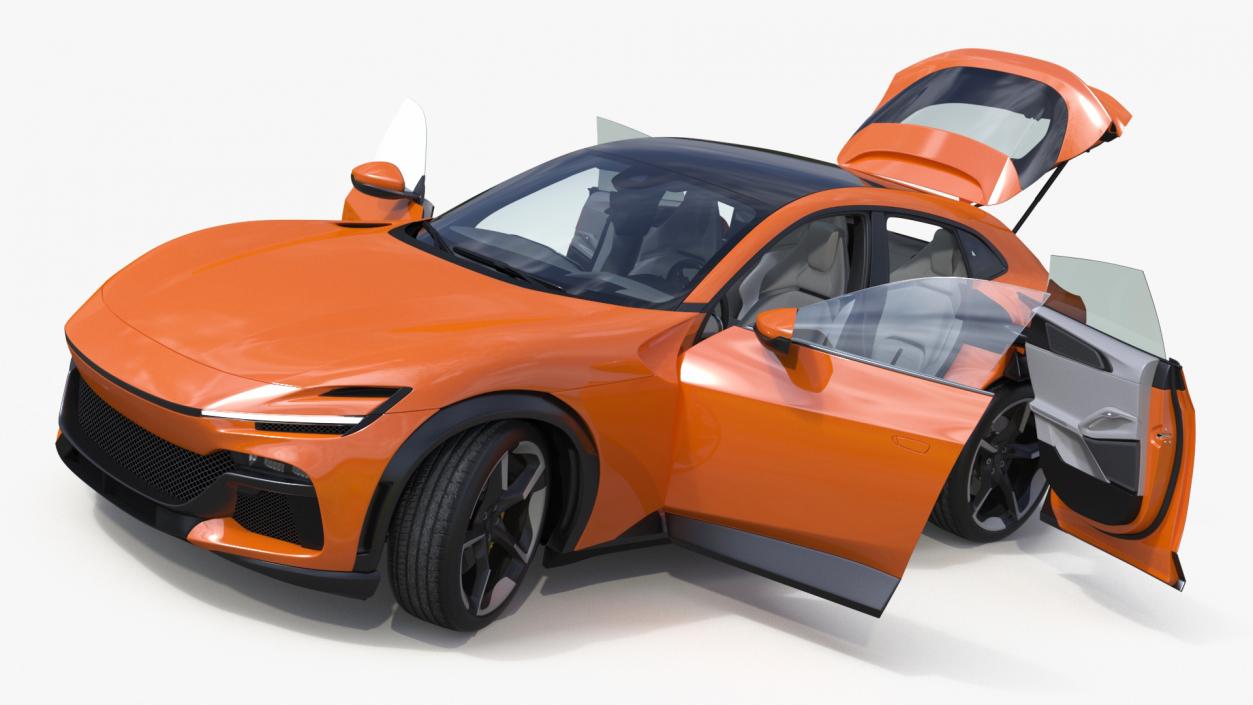 Sports Crossover Car Orange Rigged 3D model