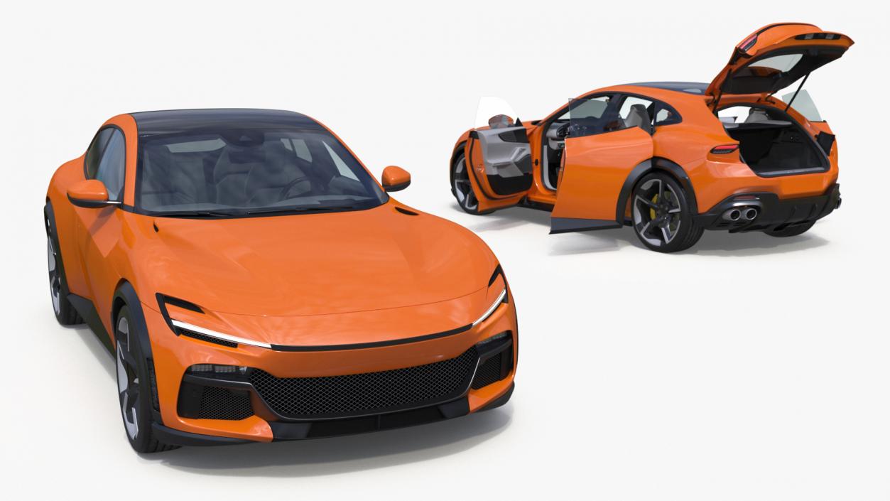 Sports Crossover Car Orange Rigged 3D model