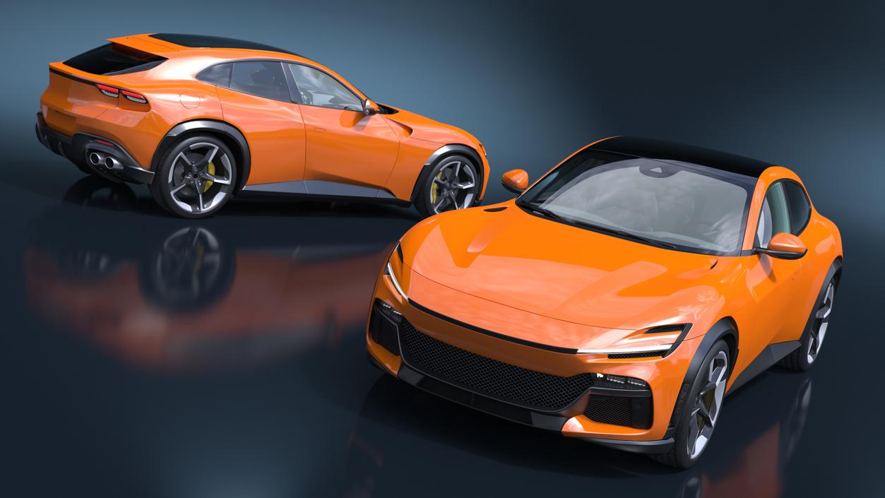 Sports Crossover Car Orange Rigged 3D model