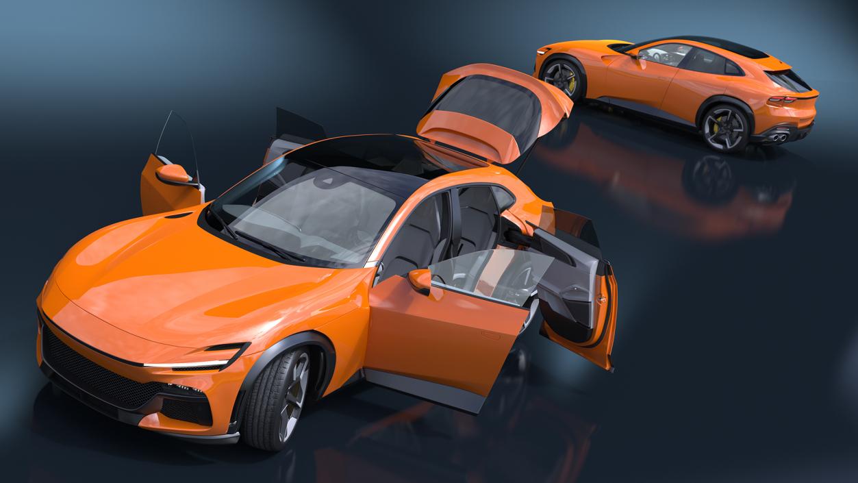 Sports Crossover Car Orange Rigged 3D model