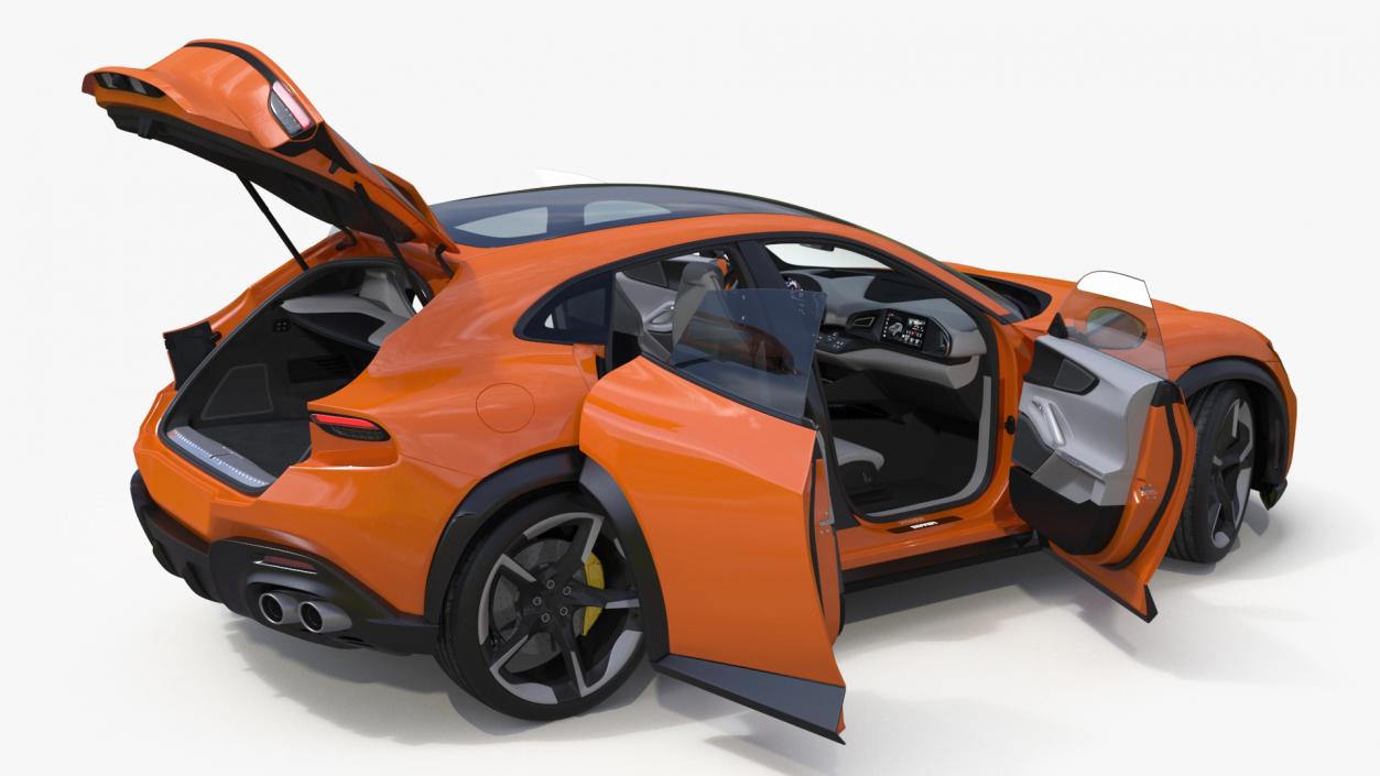 Sports Crossover Car Orange Rigged 3D model