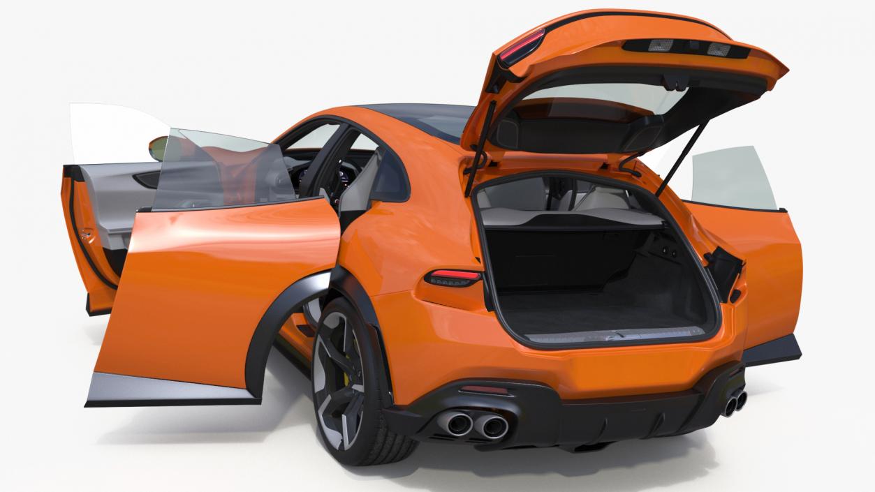 Sports Crossover Car Orange Rigged 3D model