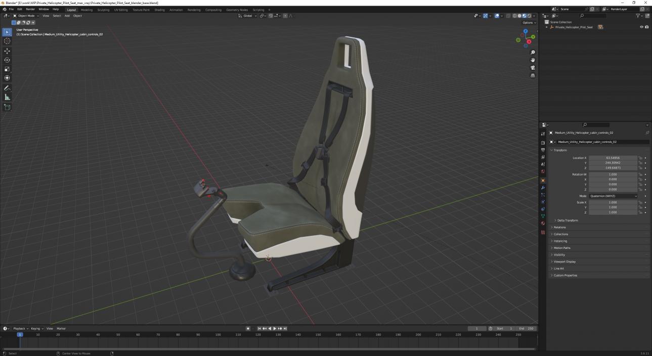 Private Helicopter Pilot Seat 3D model