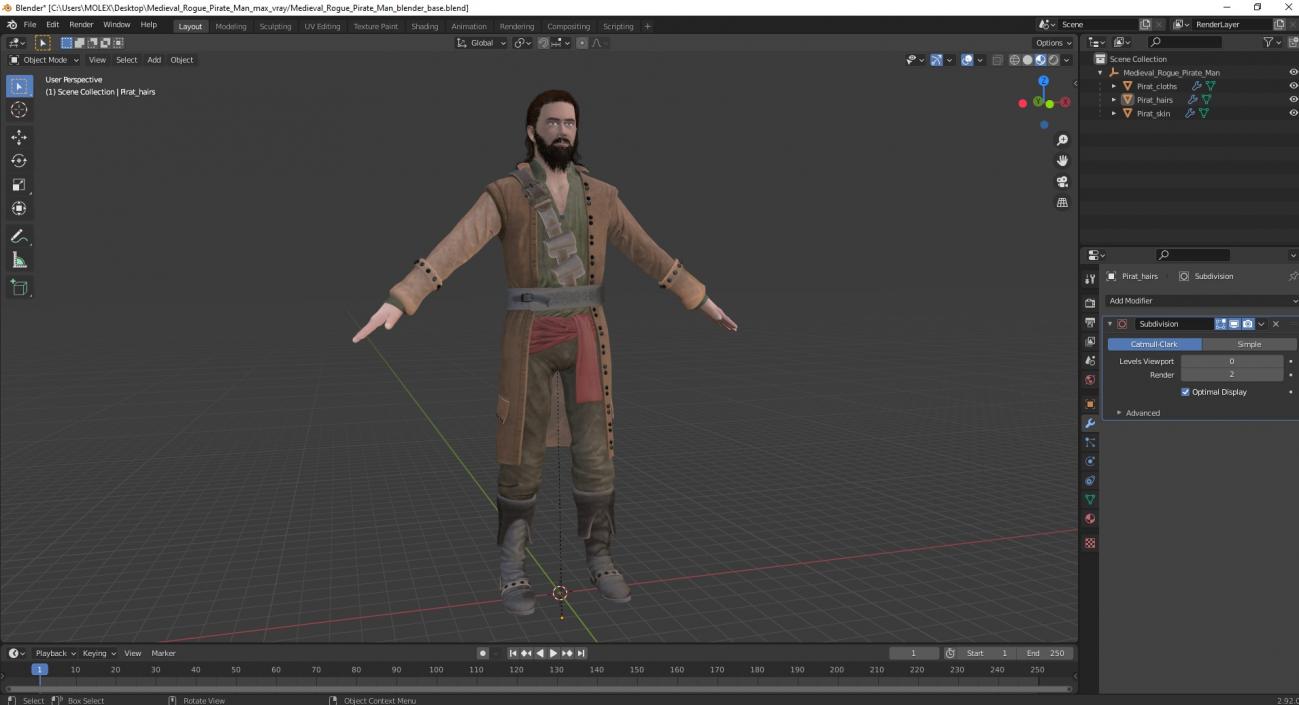 3D model Medieval Rogue Pirate Man