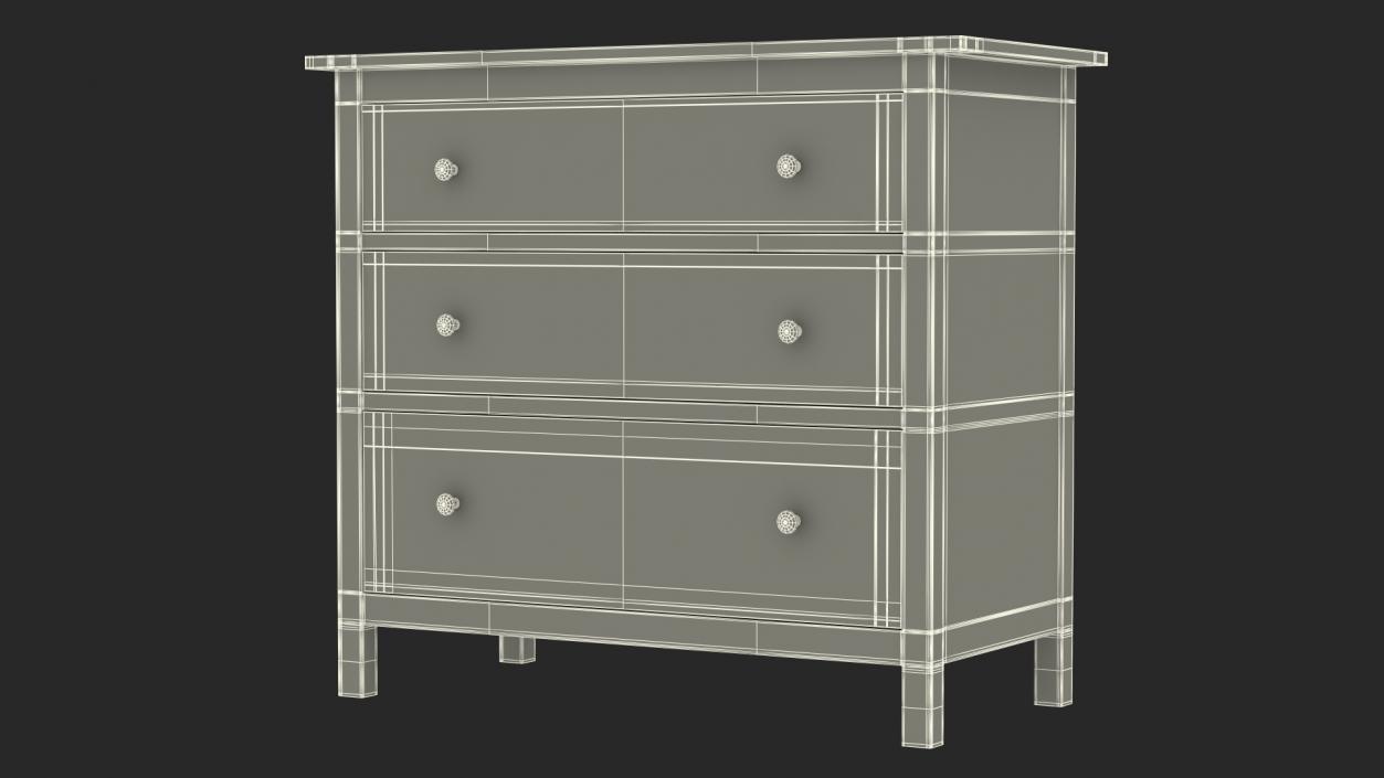 3D Hemnes 3 Drawer Ikea Chest White Stain model