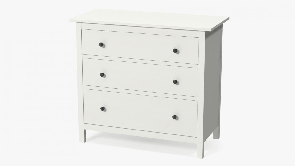 3D Hemnes 3 Drawer Ikea Chest White Stain model