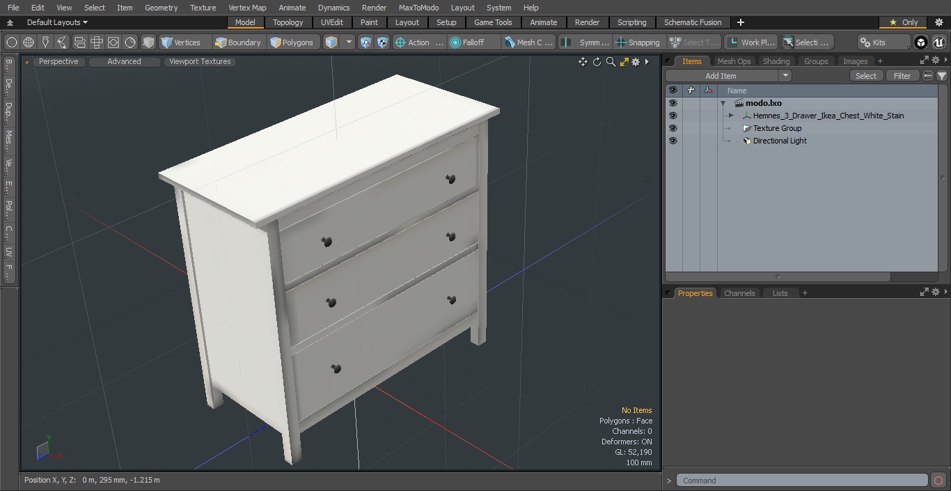 3D Hemnes 3 Drawer Ikea Chest White Stain model