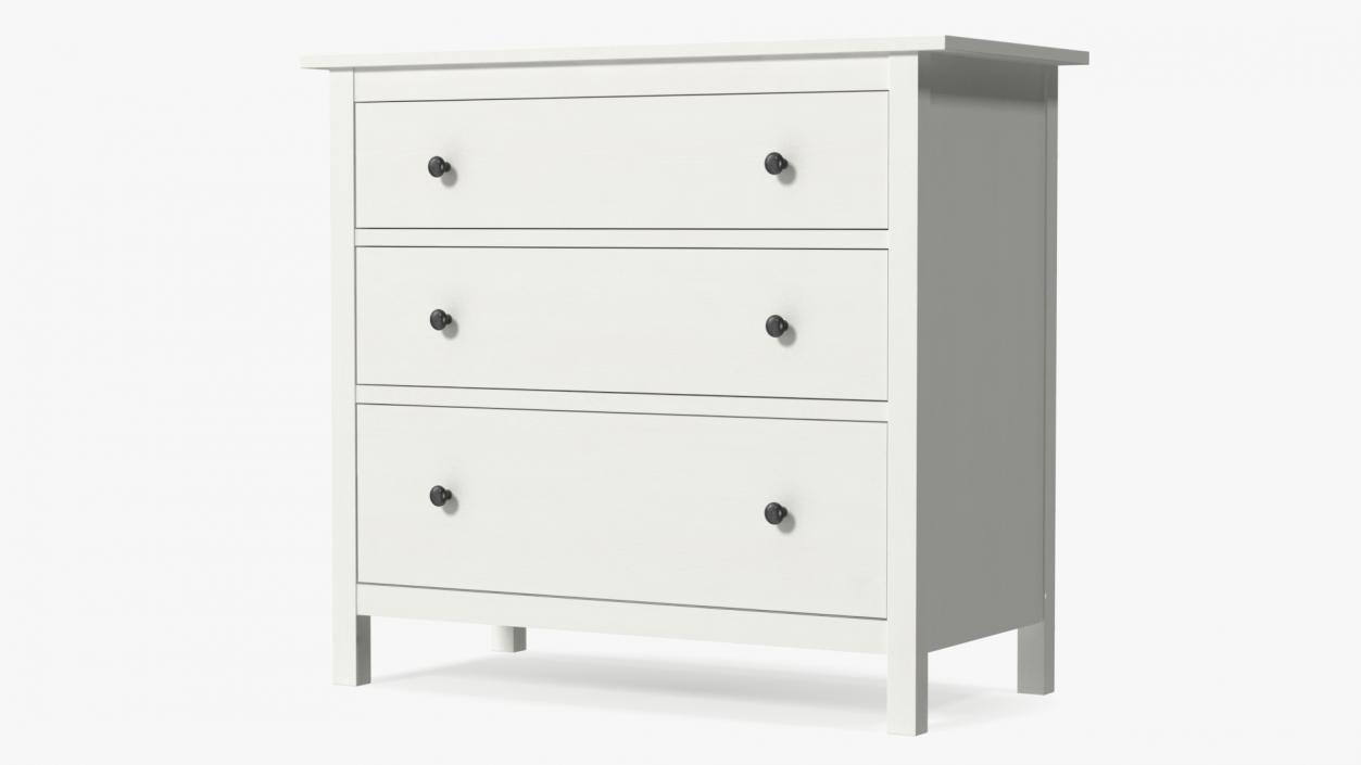 3D Hemnes 3 Drawer Ikea Chest White Stain model