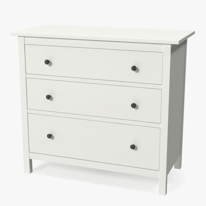 3D Hemnes 3 Drawer Ikea Chest White Stain model