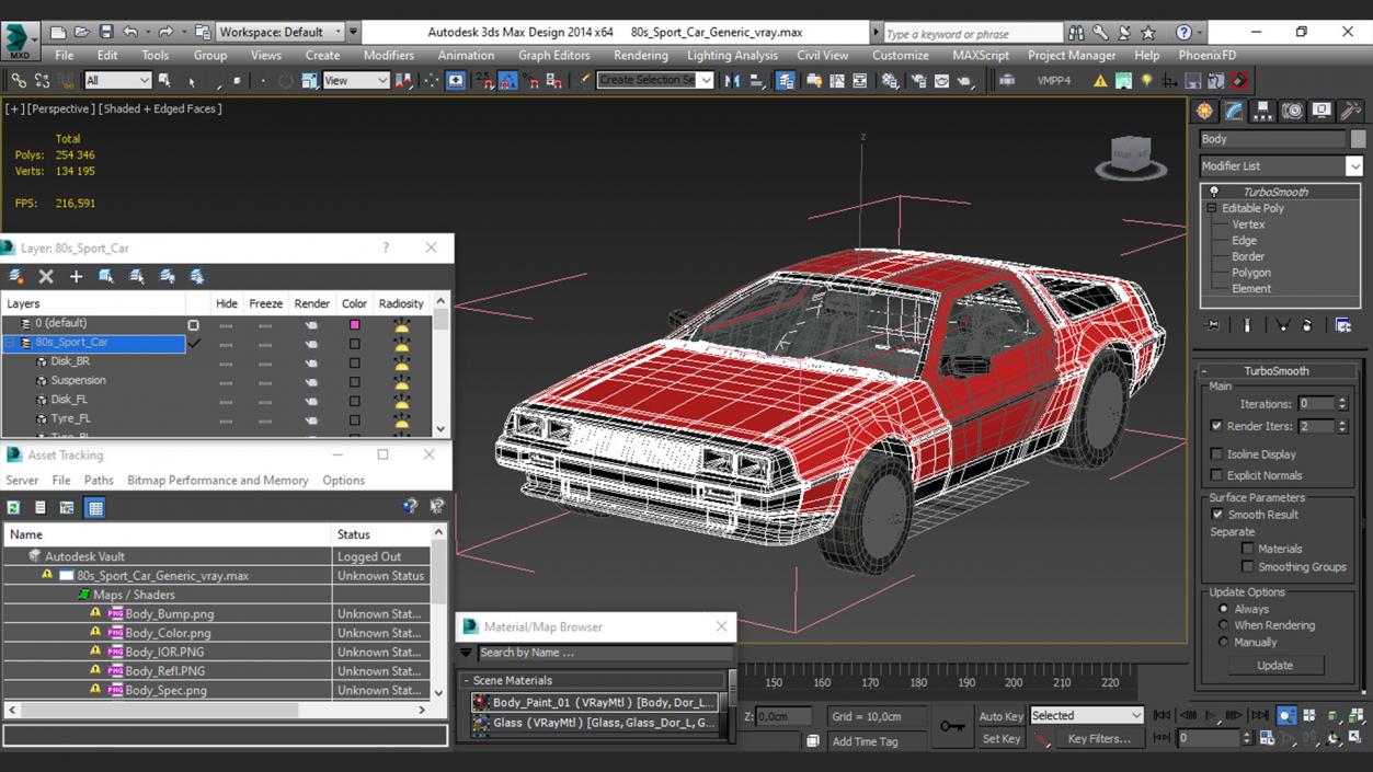 3D 80s Sport Car model