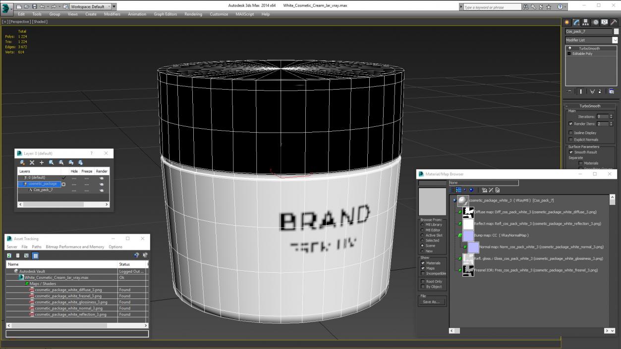 White Cosmetic Cream Jar 3D model