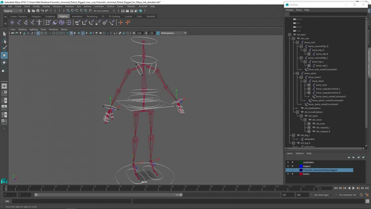 Futuristic Armored Robot Rigged for Maya 2 3D