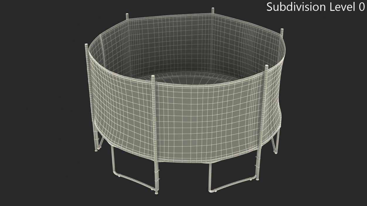 3D Round Trampoline with Safety Enclosure model