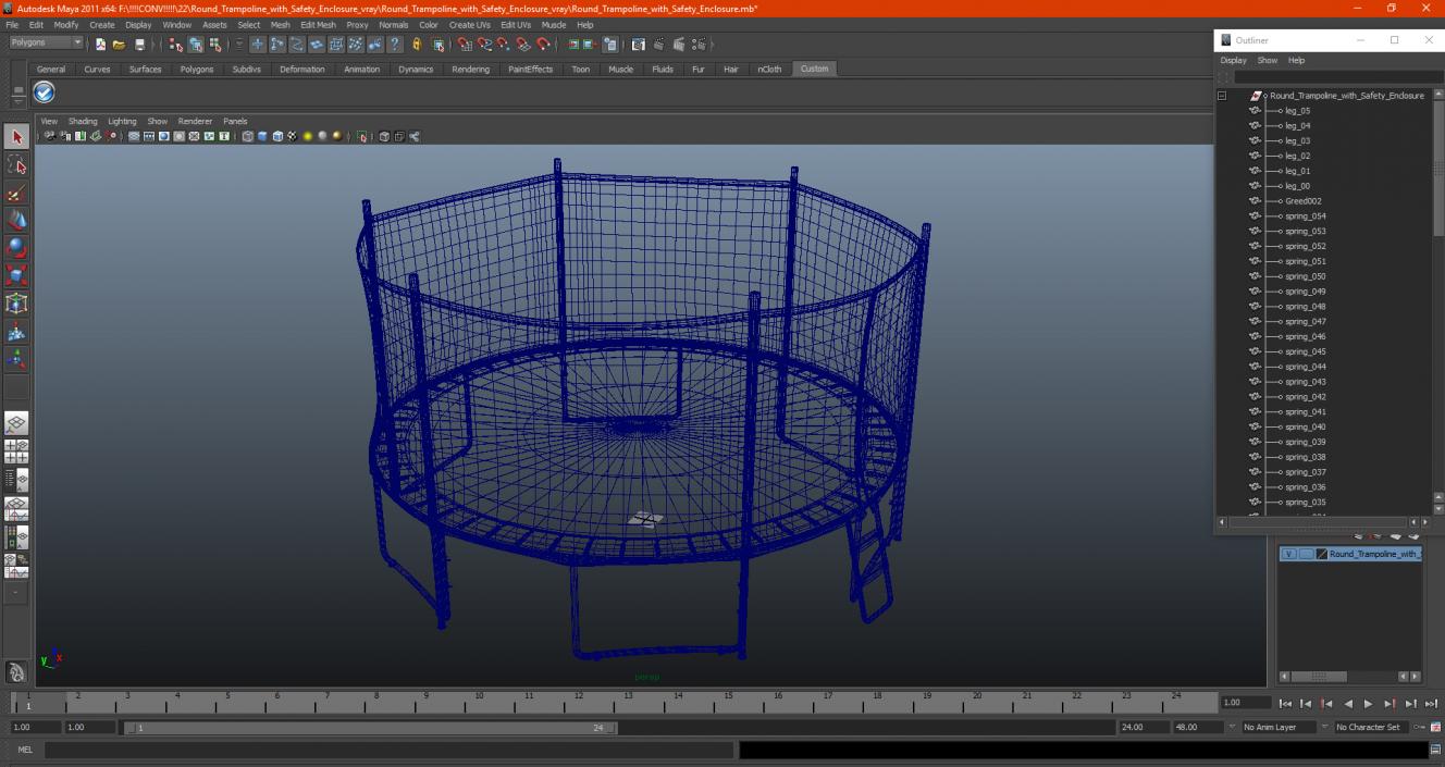 3D Round Trampoline with Safety Enclosure model