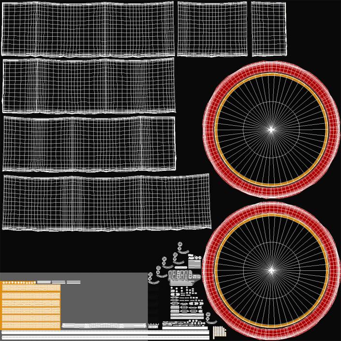 3D Round Trampoline with Safety Enclosure model